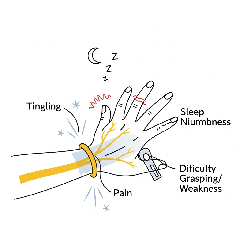 Carpal tunnel syndrome occurs when the median nerv...